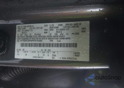 2023 Ford F-150 Xl from USA, damaged, VIN 1FTEW1EP6PFD18292